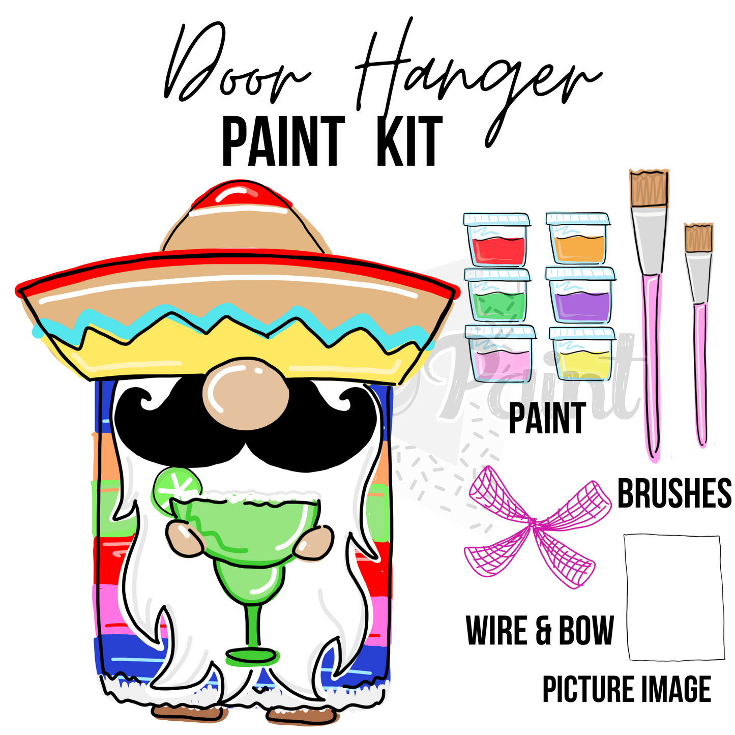 Fiesta Gnome- DIY Door Hanger Craft Wood Paint Kit