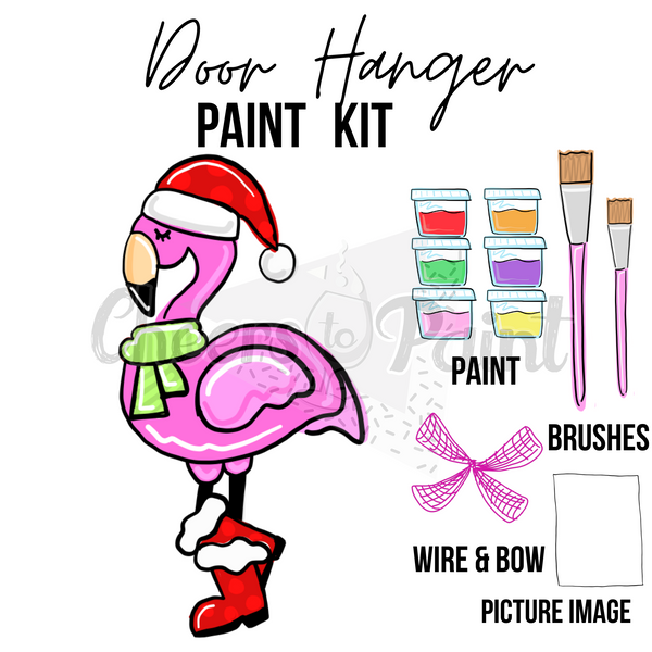 Flamingo Santa Boots- DIY Door Hanger Craft Wood Paint kit
