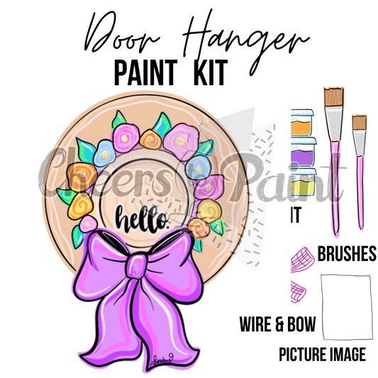 Floral Hat- DIY Door Hanger Craft Wood Paint Kit