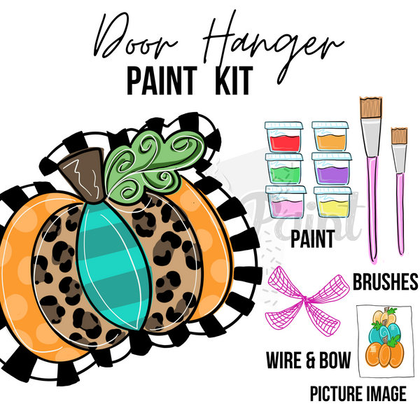 Cheetah Pumpkin Stripe - DIY Door Hanger Craft Wood Paint Kit