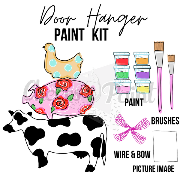 Cow Pig Chicken Stack -DIY Door Hanger Craft Wood Paint Kit