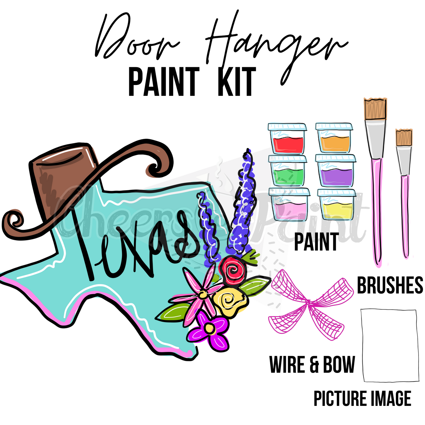 Texas Wild Flowers- DIY Door Hanger Craft Wood Paint Kit